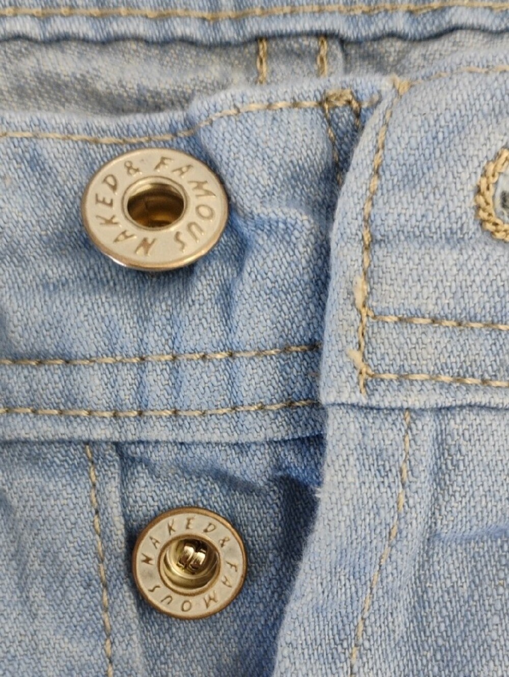 Naked & Famous Weird Guy Sky High Selvedge Pale Blue Cotton Hemp Jeans 31x35 - Picture 10 of 16